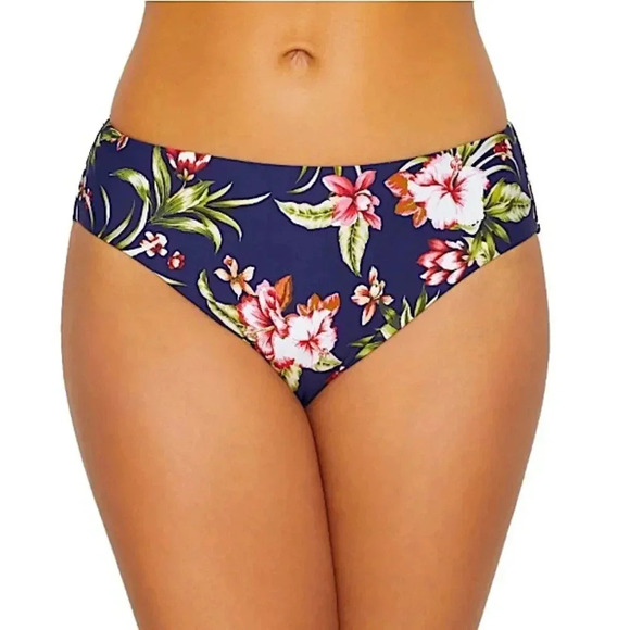 Bare Necessities Birdsong Mid Waist Bikini Bottoms Floral Hibiscus - Picture 1 of 9